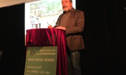 Am Freitag, den 22.11.2019, fand die politische Auftaktveranstaltung   unserer Gruppierung im BachfeldHaus statt. Unser lieber Freund Dr. Christian Magerl hielt zu Beginn eine flammende Rede über Umwelt- und   Klimaschutz in kleinen Gemeinden.